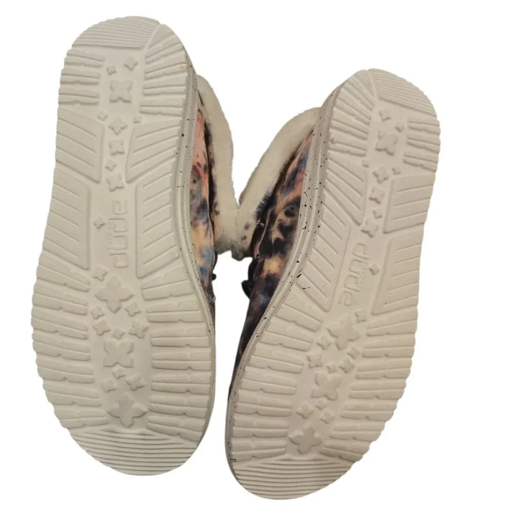 ✨ NWT Hey Dude Kids Britt Tie-Dye Faux Fur Loafers size US Youth 3 L4✨